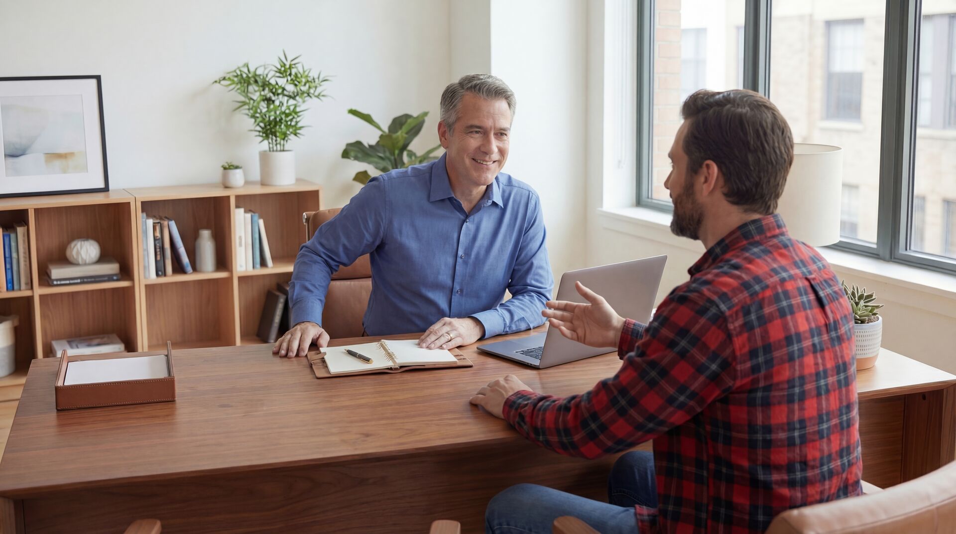 Insurance agent meeting with clients